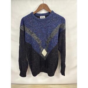 1980's Small Men's Pullover Sweater Abstract Multicolor M’Jes Brand Vtg